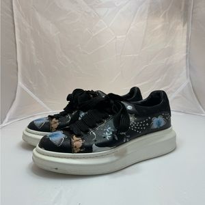 Alexander McQueen leather Floral Print Sneakers Womens Size 37 EU/6 US